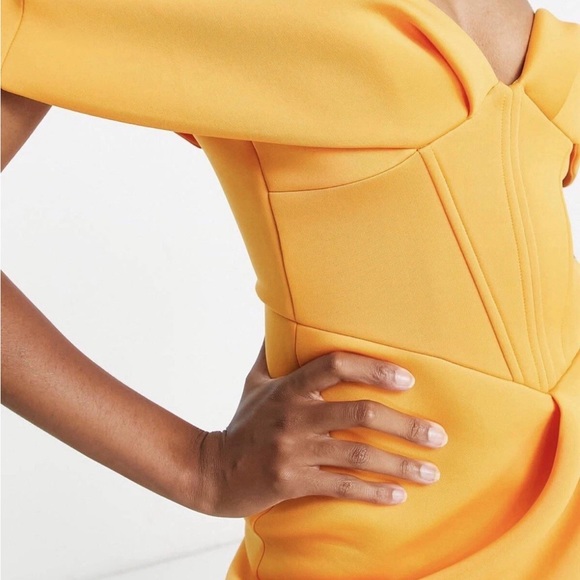 ASOS Yellow Draped Midi Dress - Picture 2 of 4